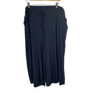 NWT LIVI Black Wide Leg Cropped Pull On Loungewear Pants 26 28